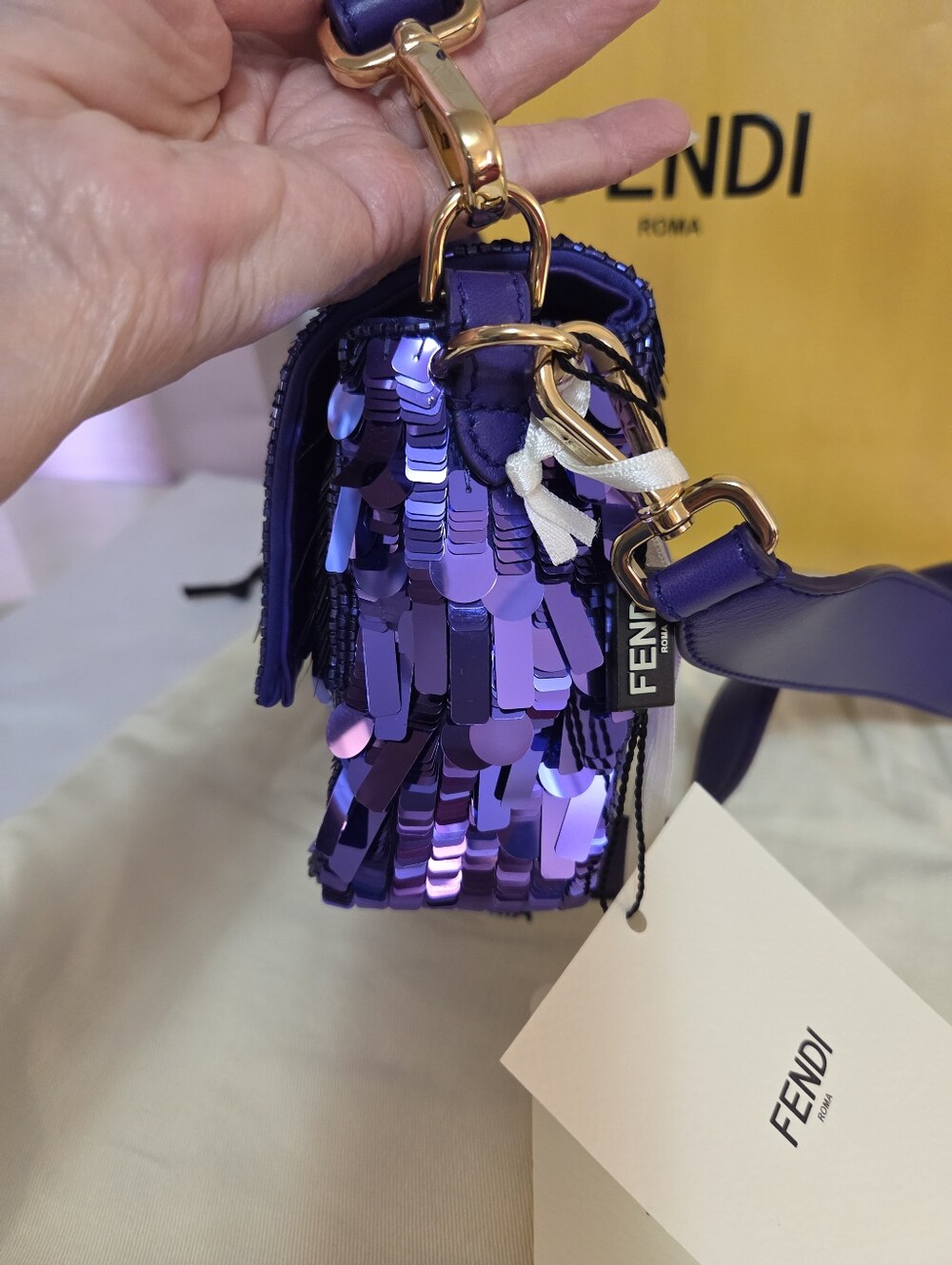 Pristine FENDI PURPLE BAGUETTE - Picture 9 of 11